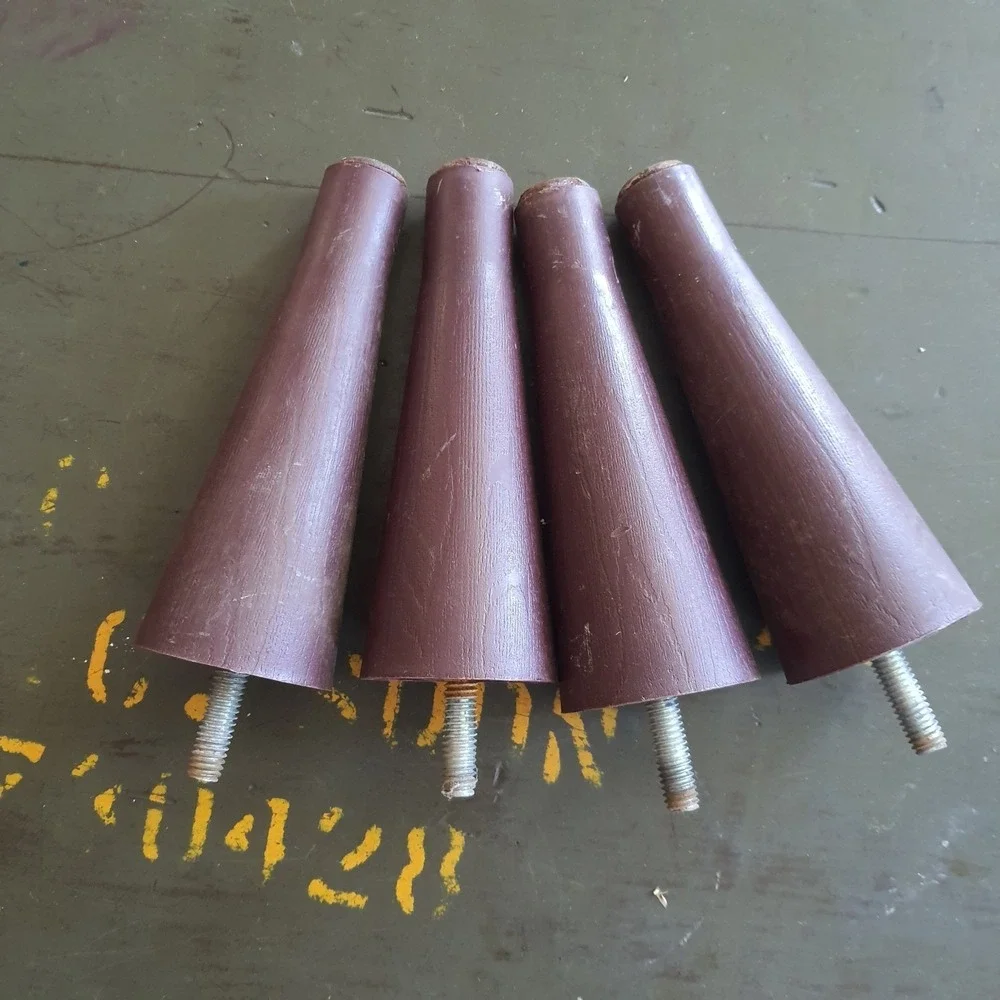 4 Piece Screw In Vintage 1960's MCM Dark Taper Wood Grain Furniture Legs - 5